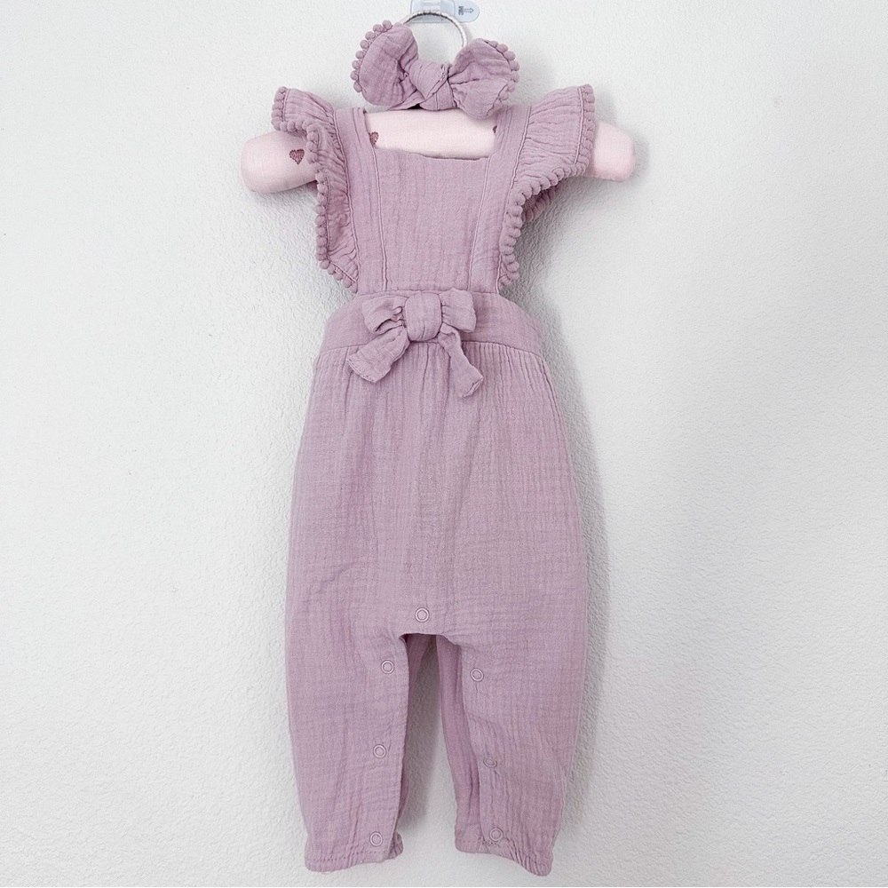 Baby Girls 2-pc. Solid Ruffle Romper Set